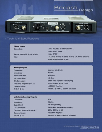 Bricasti Design M1 v1 - Digital to Analog Converter